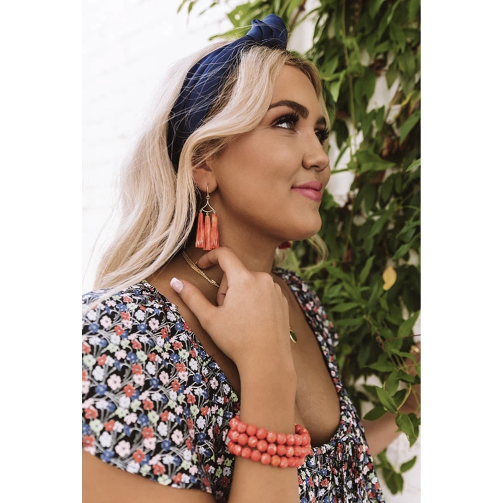 Kendra Scott Red Oyster Shell Layton Statement Earrings - Picture 11 of 11